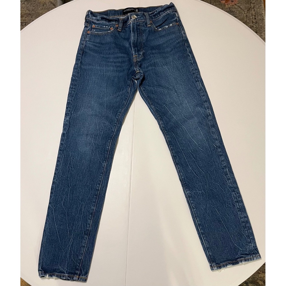 Abercrombie Fitch Mens 30W 30L Slim Straight Stretch Jeans Dark Wash